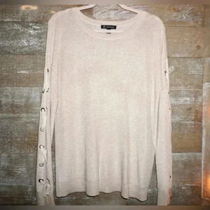 INC Beige Criss-Cross Long Sleeve Fall Sweater